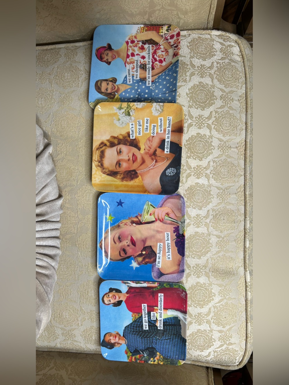 Anne Taintor Retro Melamine Cocktail / Appetizer Plates set of 4